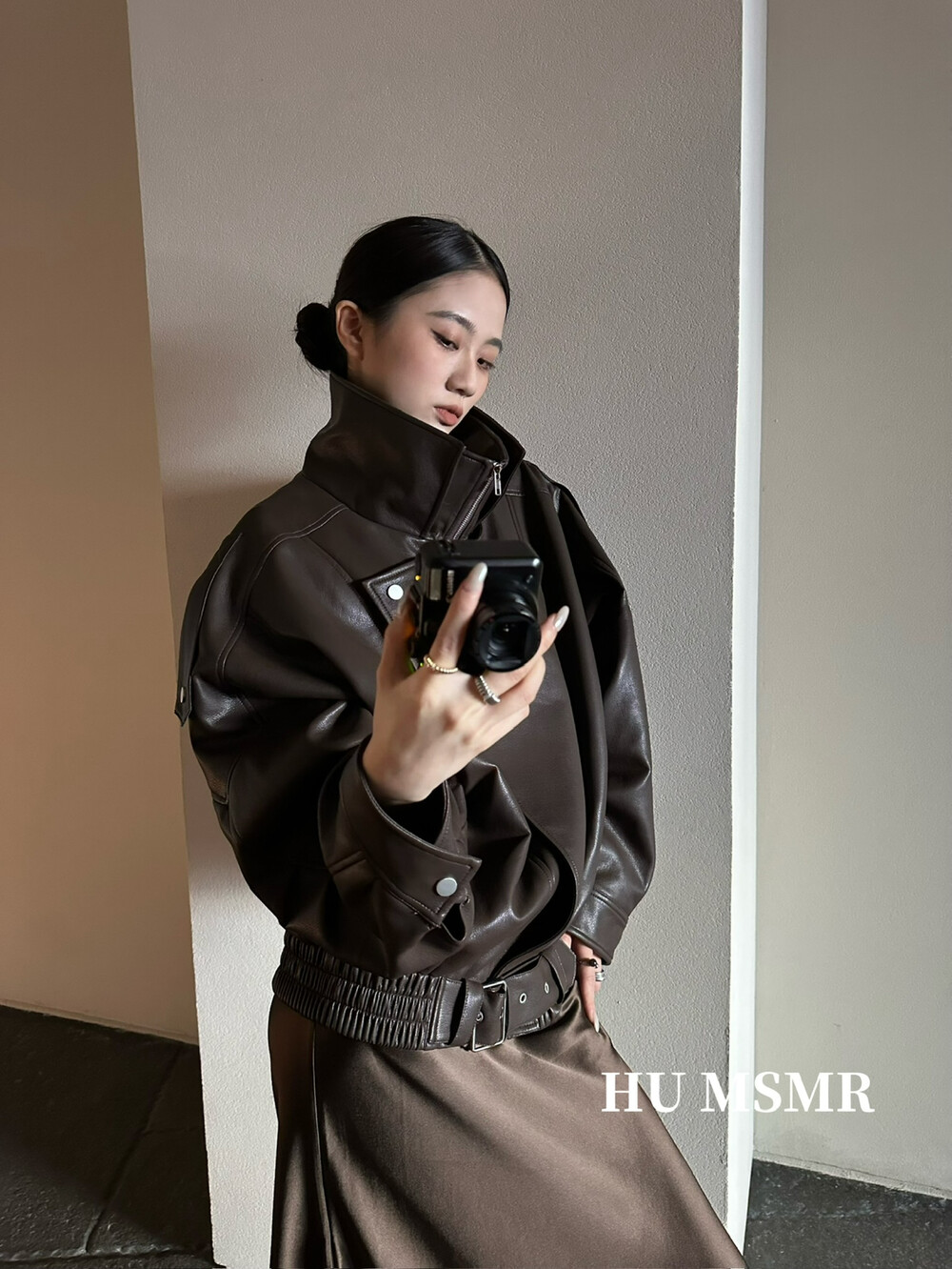 立领宽松显瘦休闲皮衣外套上衣女