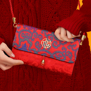 2026新年福袋斜挎背肩带挂绳红包马年长辈压岁包生日送小孩利是封