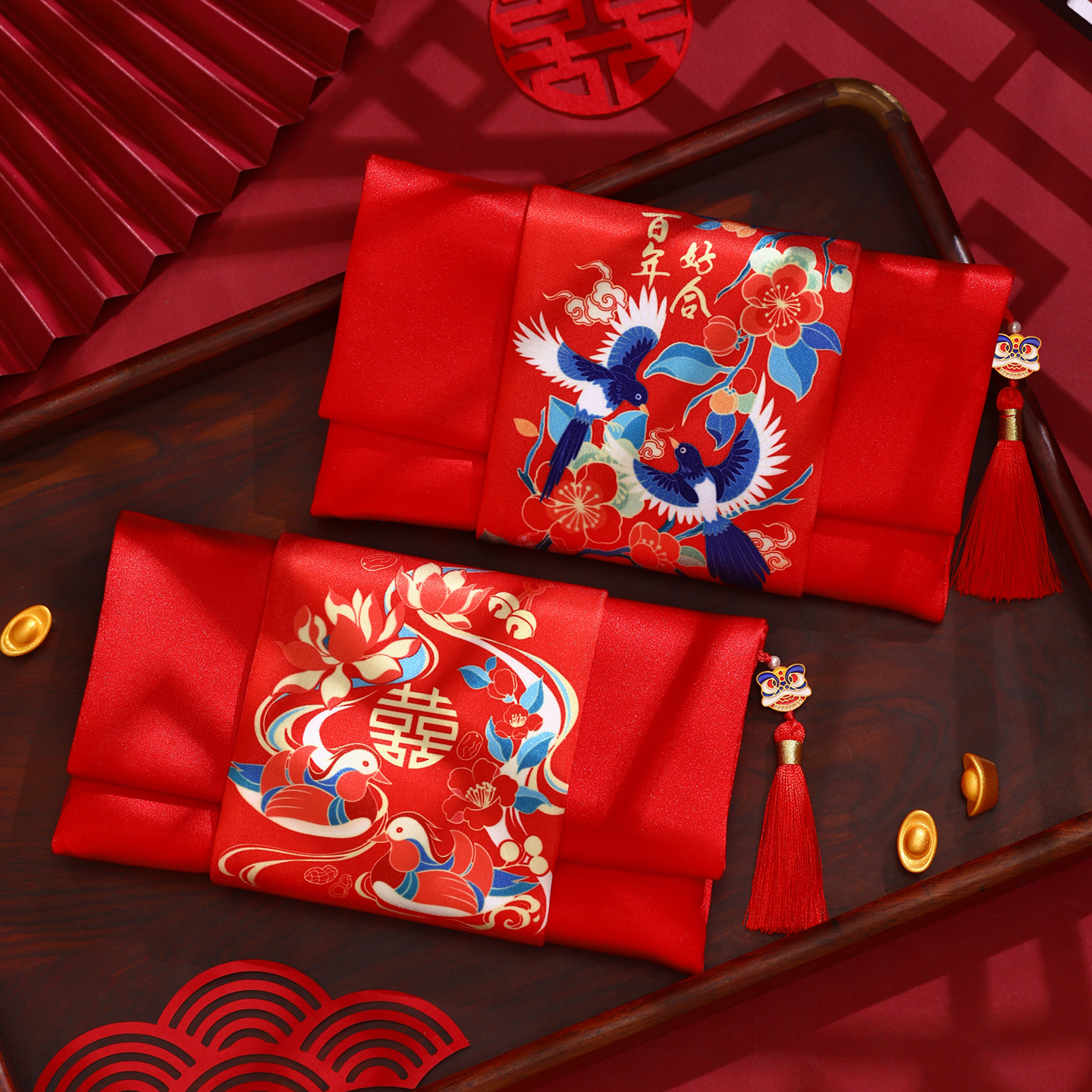 2026新品丝绸结婚红包订亲万元布艺利是封改口礼金随份子新婚喜包