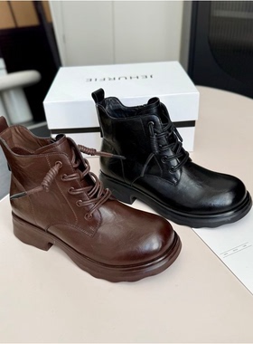 【悟空专属】JEHURFIE百丽同款波西米亚风手抓牛皮短靴AB25565