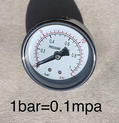 压力表 Y60Z  英文轴向1BAR 15PSI 0-0.1mpa 直径60mm 牙m14