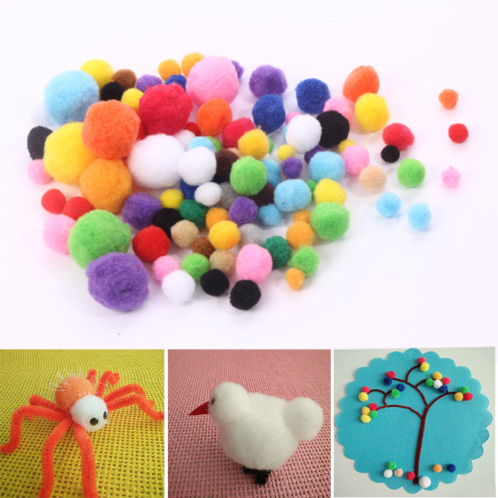 彩色毛毛球毛绒球手工制作diy材料儿童幼儿园美劳创意益智毛毛球