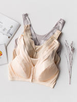 Mulberry silk vest bra without underwire, skin-colored silk front-buttoned bra, wide shoulder strap full-cup lactation bra thumbnail 6