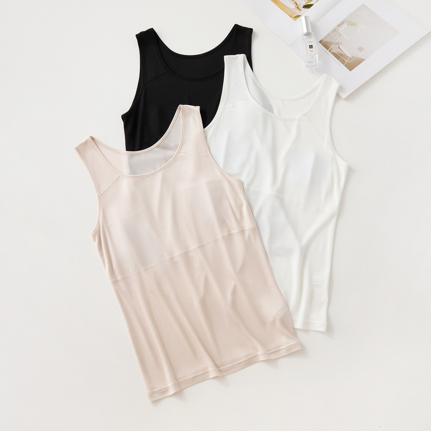 桑蚕丝女背心一体式内衣