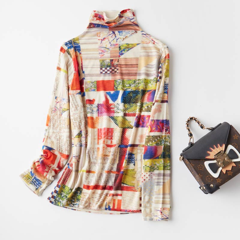 双层针织套头高领细羊毛