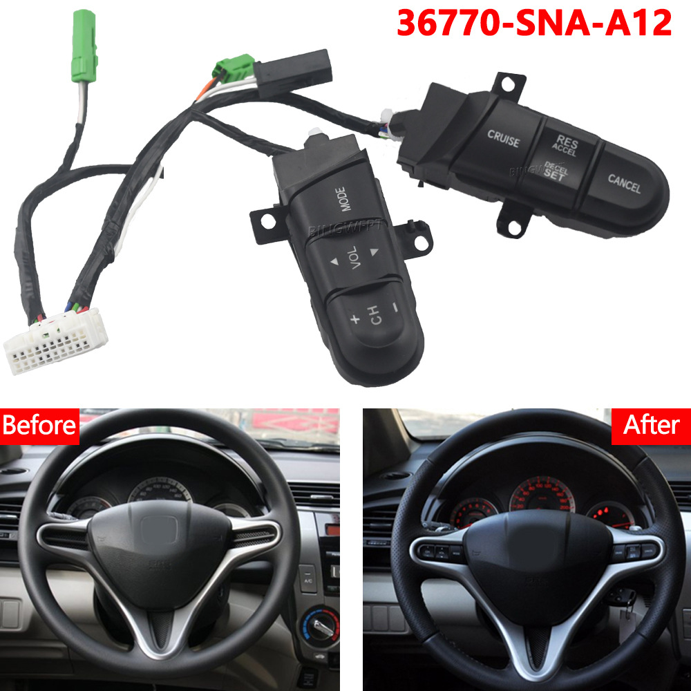 36770-SNA-A12带换挡拨片方向盘音量巡航开关适用于飞度思域锋范