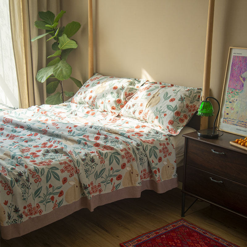 A类新疆棉儿童纱布盖毯兔子夏季空调毯卧室棉外贸床单床盖三件套,床上用品,休闲毯/毛毯/绒毯,淘宝优惠券,粉丝福利购,淘宝优惠卷