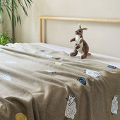 儿童A类纯棉纱布盖毯双面亲肤空调毯田园小羊卧室厚床单平整不皱