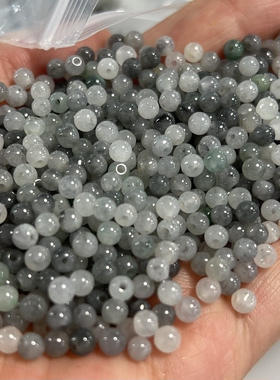 翡翠散珠乌鸡珠子3.5mm小米珠子缅甸手串项链diy配珠隔珠多圈手链