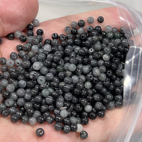 翡翠乌鸡散珠缅甸A货翡翠3.5mm手链项链DIY手工编织项链多圈手串