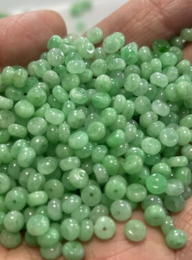 天然翡翠散珠冰种三彩算盘珠玉石手串项链DIY配饰珠子多规格算盘