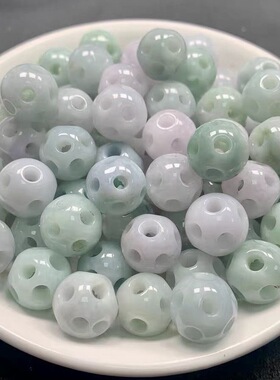 巴音窍翡翠散珠diy散件路路通八面玲珑玉石散珠燕云十六声物料珠