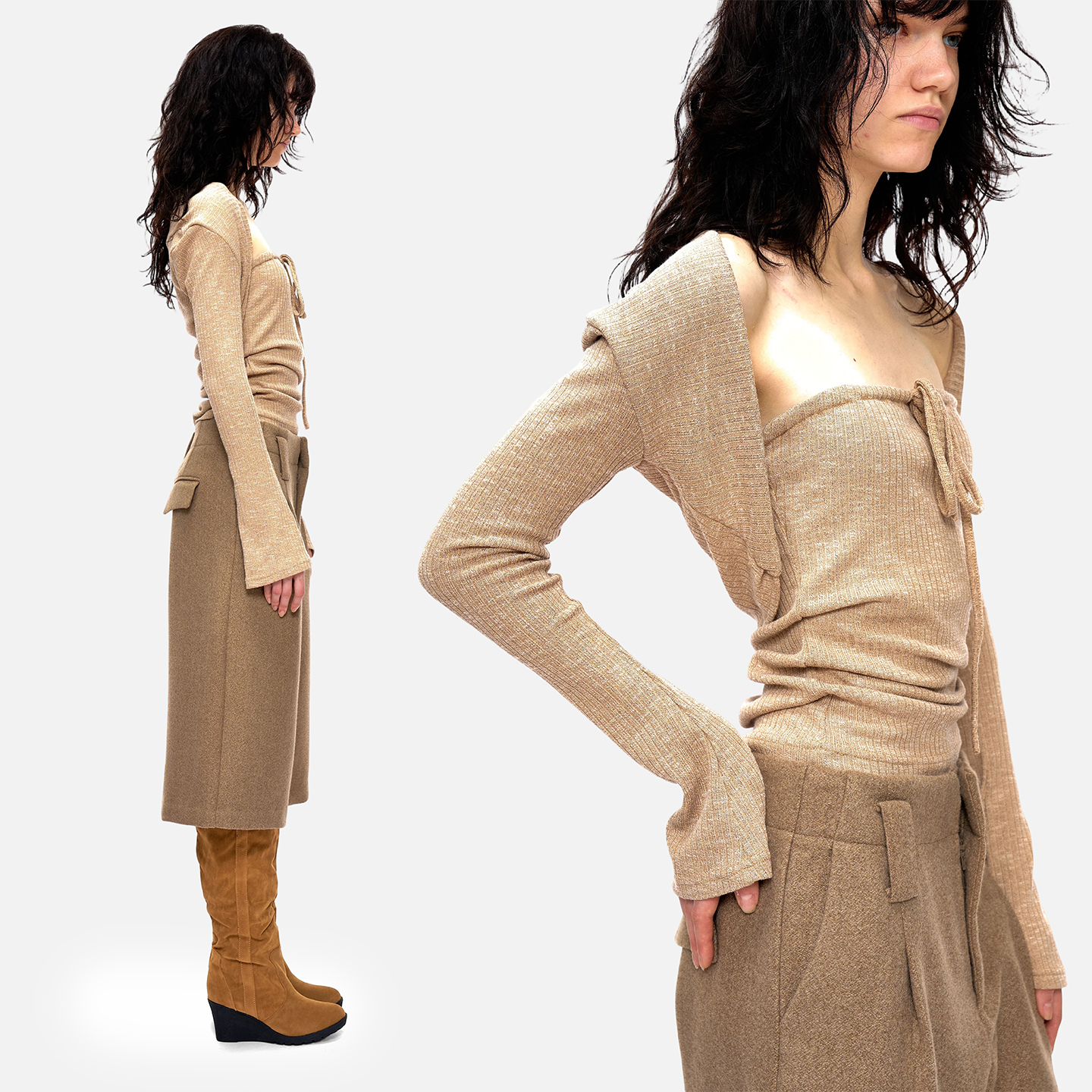 雅致氛围感袖套抹胸两件套上衣女