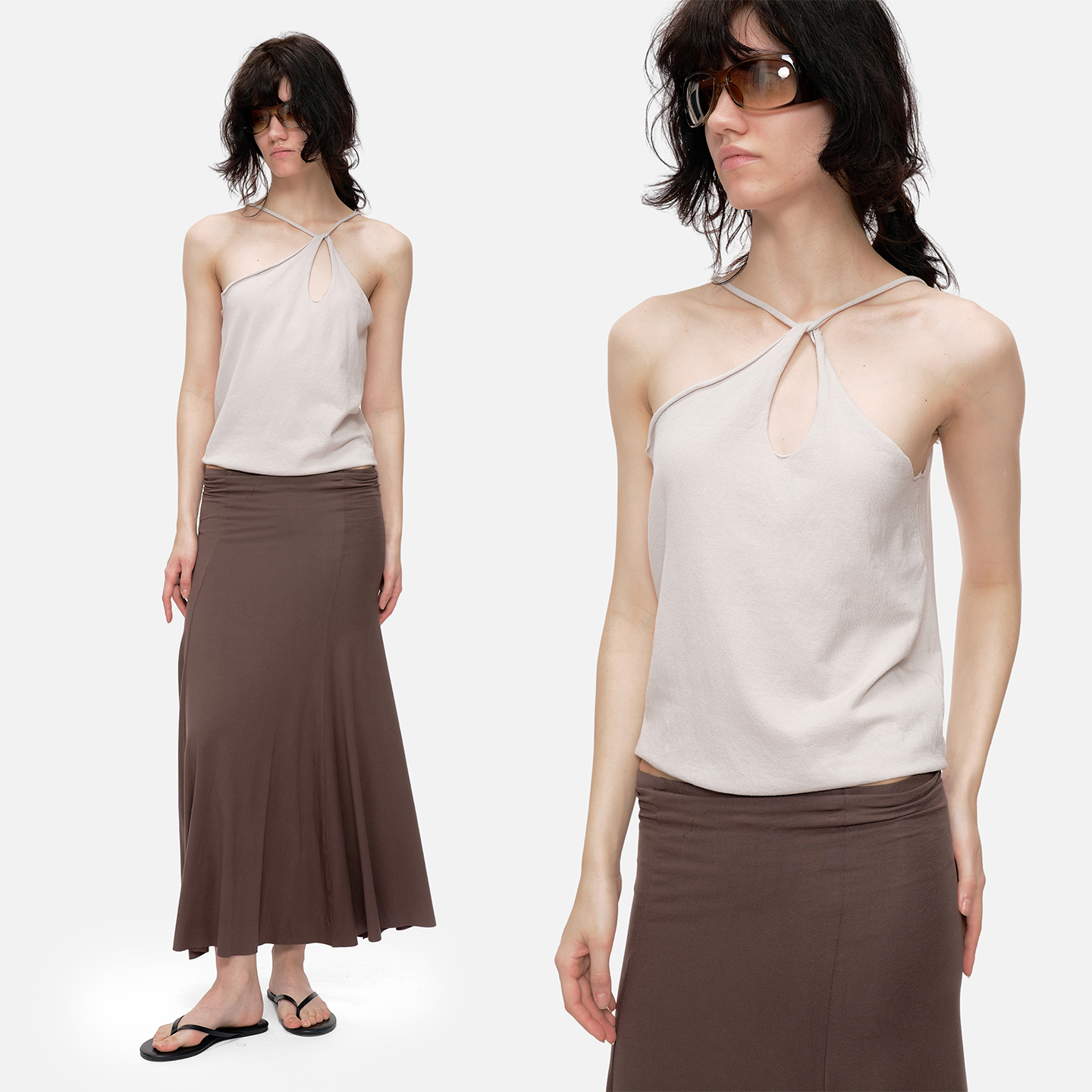 艺术系顶美氛围感挂脖吊带上衣