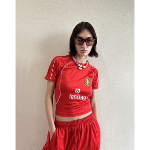 緊身短T恤 VWHUshowroom 足球靈感 前衛先鋒男女修身 垂感闊腿褲