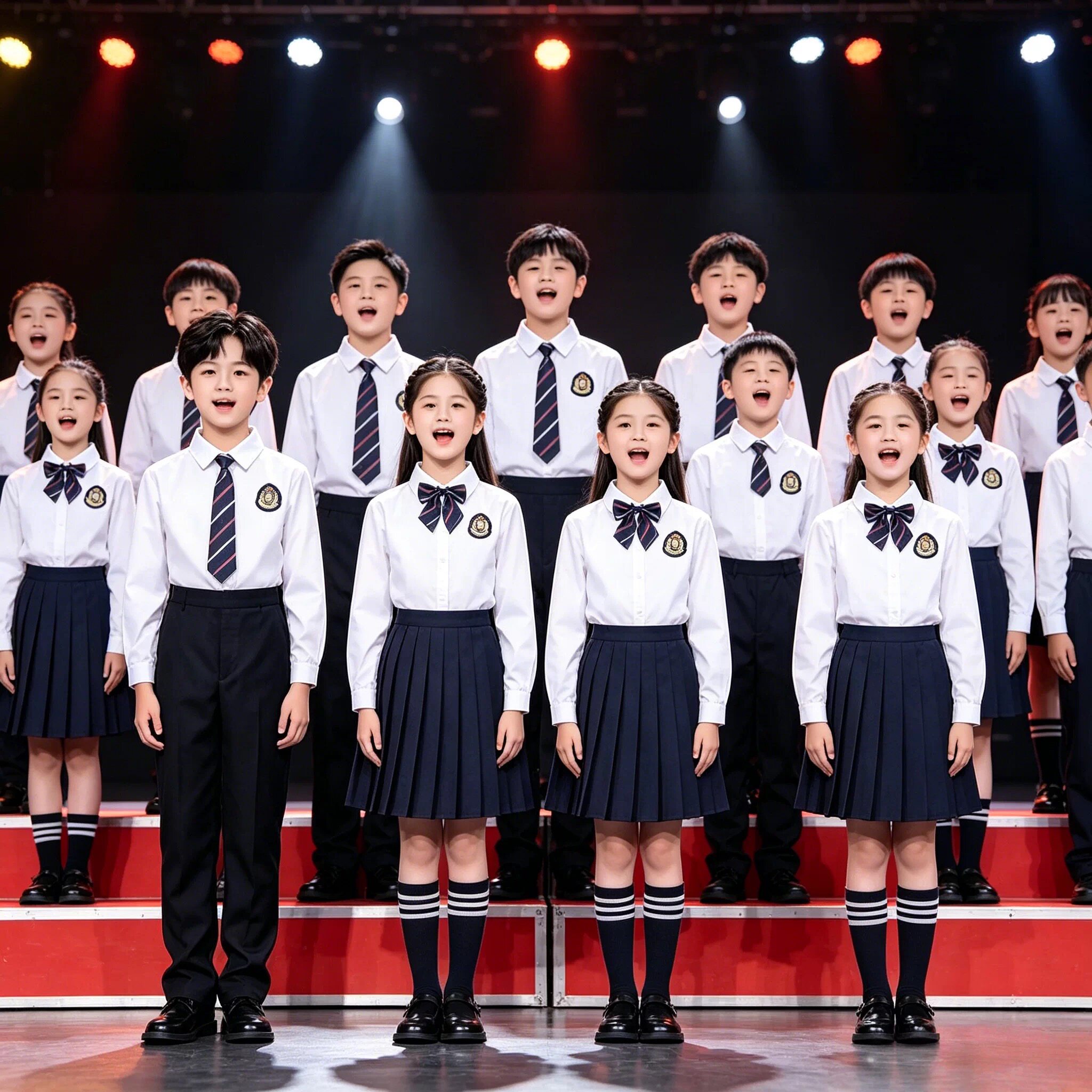 十一儿童合唱演出服男女童学院风中小学生诗歌爱国朗诵表演服
