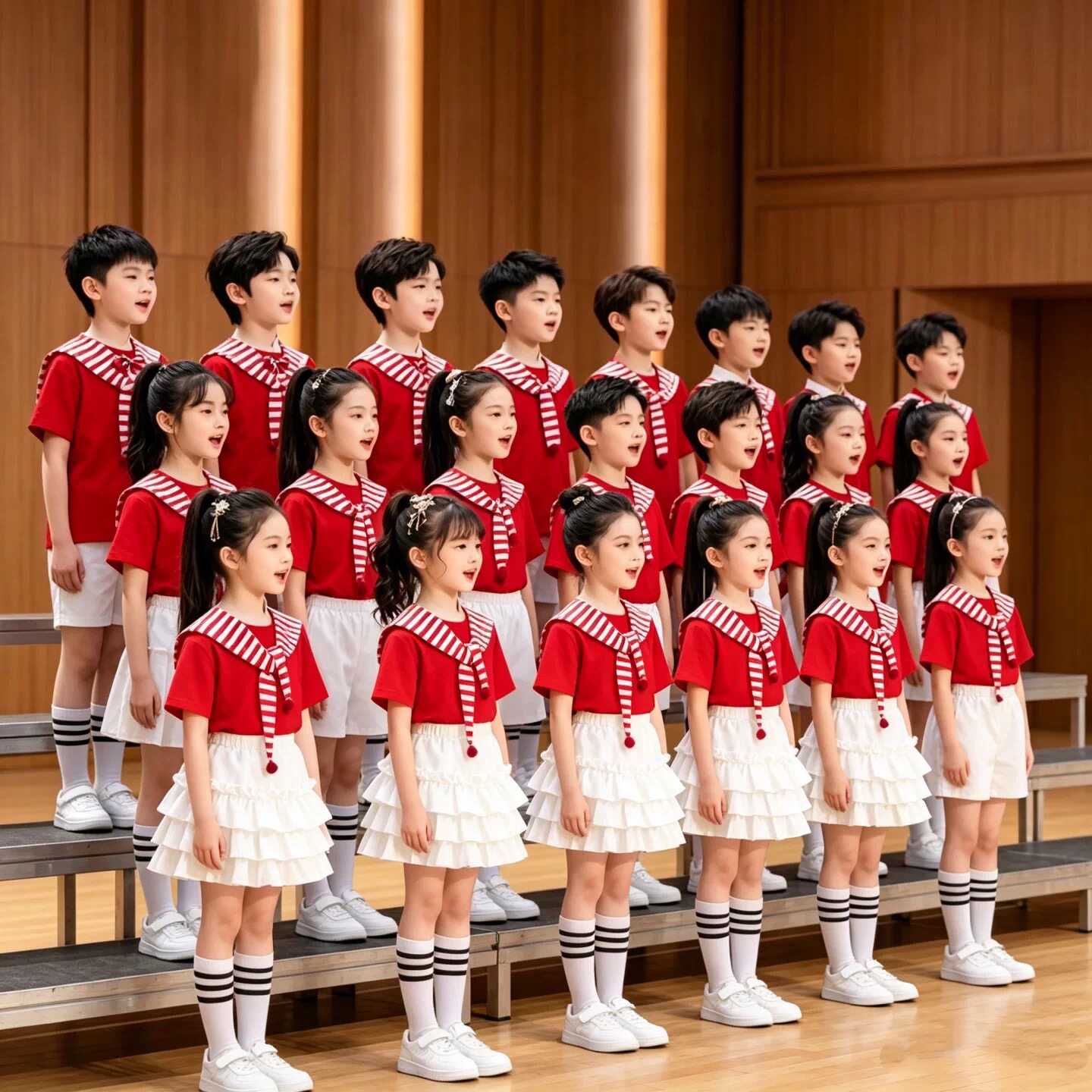 六一儿童演出服小学生红色合唱服红歌比赛表演服装男女童啦啦队服