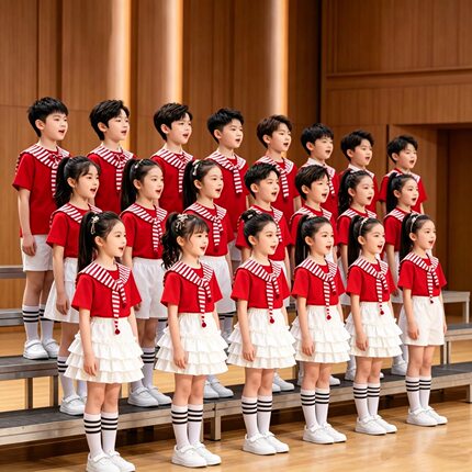 六一儿童演出服小学生红色合唱服红歌比赛表演服装男女童啦啦队服