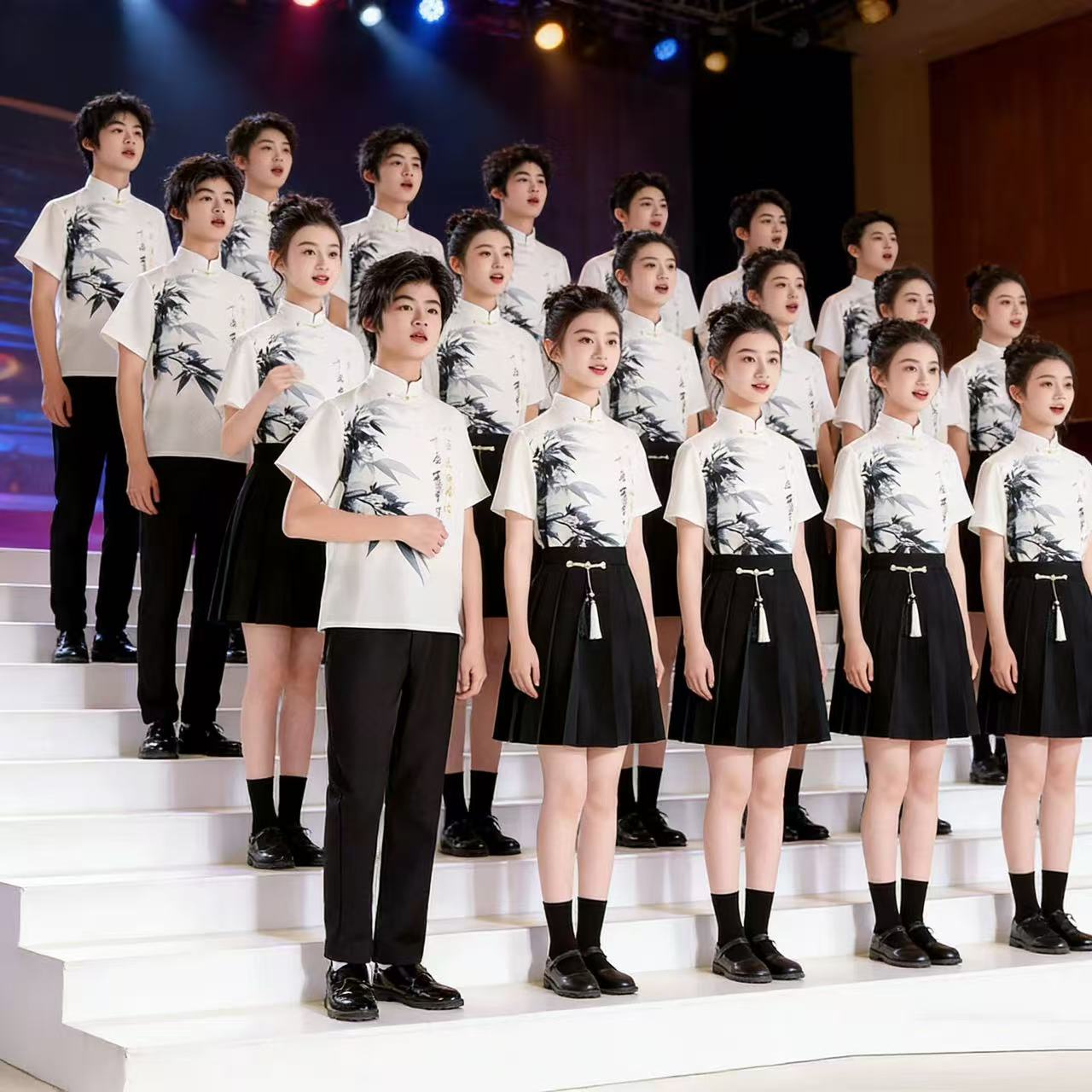 六一儿童合唱演出服国风新中式男女童朗诵表演套装幼儿园毕业服装