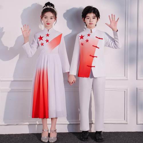 中山装儿童唐装古风演出服套装