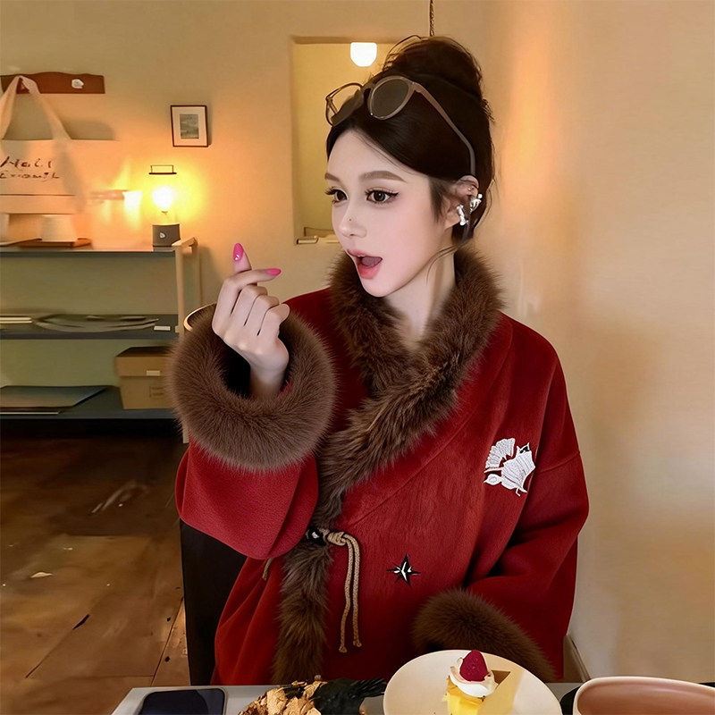 红色毛毛呢子大衣女冬季小个子高级感短款独特超好看加厚毛呢外套,女装/女士精品,大码呢大衣,淘宝优惠券,粉丝福利购,淘宝优惠卷