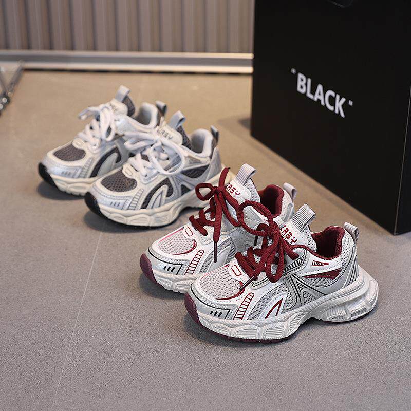 春季新款儿童运动鞋男童透气网鞋时尚潮流中大童跑步鞋女童老爹鞋