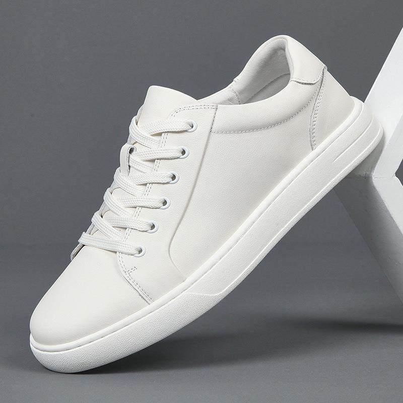 潮流真皮男鞋2025新款百搭休闲板鞋男士运动厚底小白鞋子男3369