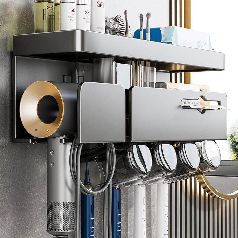 吹风机置物架免打孔卫生间浴室厕所牙刷纸巾一体置物架洗脸巾新款,家庭/个人清洁工具,吹风机置物架,淘宝优惠券,粉丝福利购,淘宝优惠卷