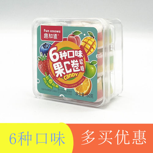 趣知道6种口味果C卷软糖160g盒装