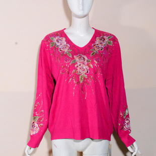 捡漏3XL 羊绒衫 5XL 妈妈装 羊毛尾货玫 荣澜2025秋冬重工刺绣大码