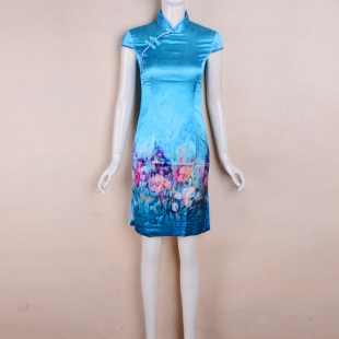 桑蚕丝立领短旗袍小个子断码 唐之恋2026夏季 真丝折扣尾货 捡漏S