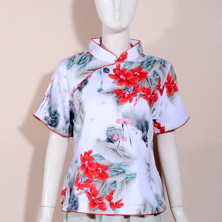 （捡漏4XL5XL）楠N2026夏天丝国风短袖上衣舒适透气大码女装折扣