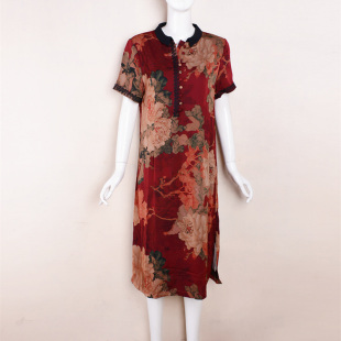 捡漏L 丝绸连衣裙妈妈装 4XL 短袖 中老年国风尾货 时裳2025夏季