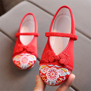 女童绣花鞋老北京布鞋儿童古装配汉服鞋子中国风手工宝宝复古汉鞋