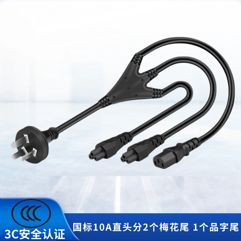 国标直头10A三插一分三电源线