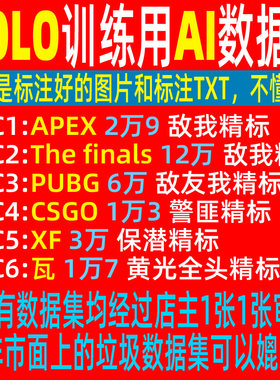 APEX\The finals\PUBG\CSGO\XF\瓦 AI训练标注图片YOLO数据集拉框