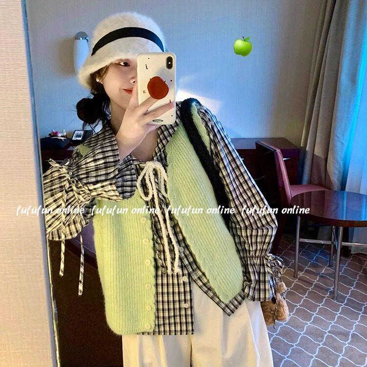 fufufun「一颗青苹果」日系复古波浪小花边青苹果绿针织背心马甲,女装/女士精品,马夹,淘宝优惠券,粉丝福利购,淘宝优惠卷
