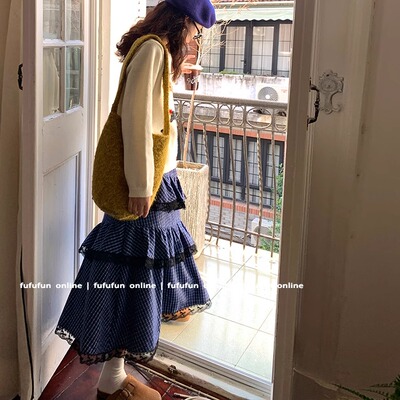 fufufun原创重工蕾丝毛呢蛋糕裙