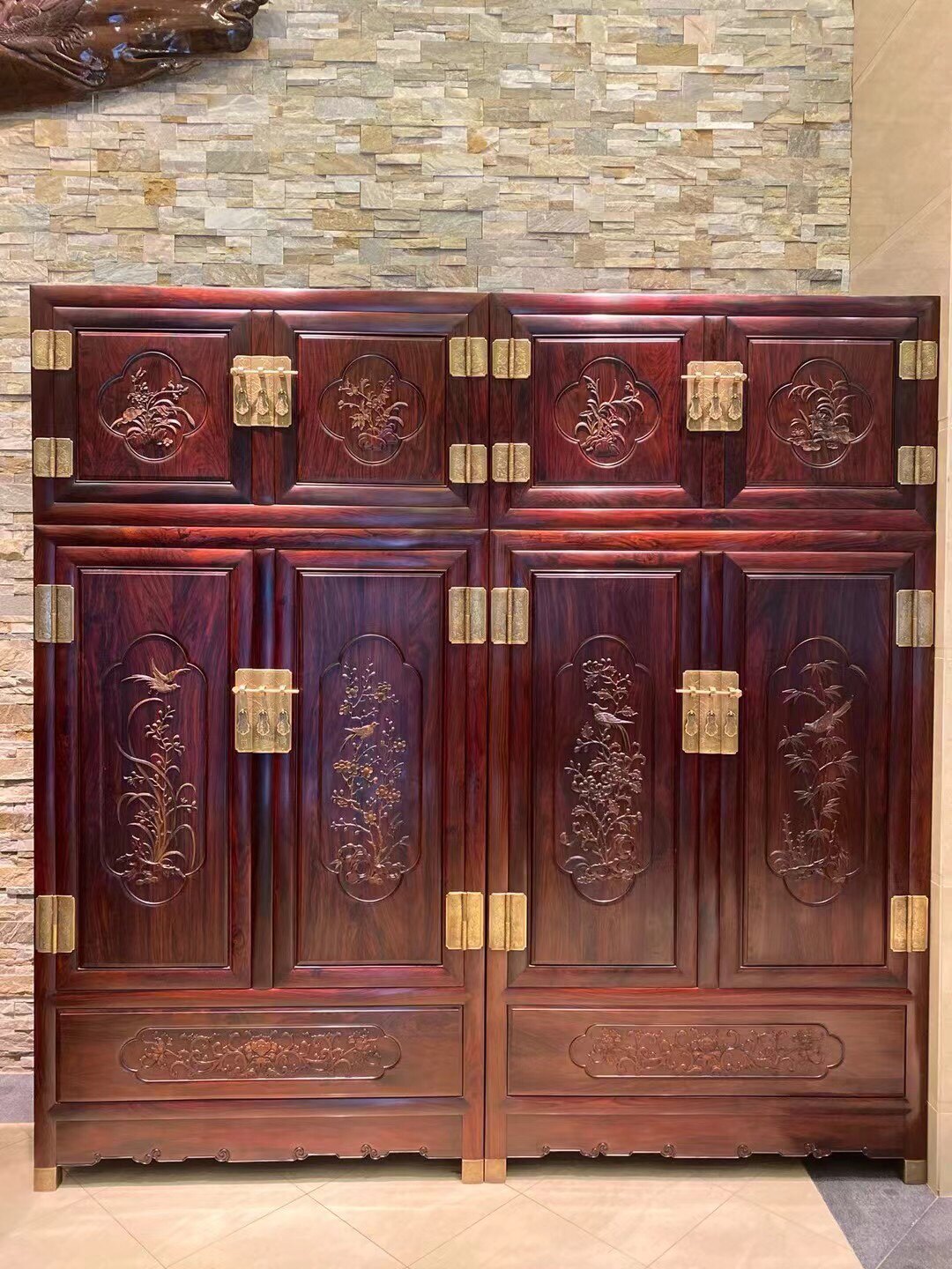 仙游老挝大红酸枝顶箱柜交趾黄檀顶箱柜衣柜加厚独板交趾黄檀衣柜