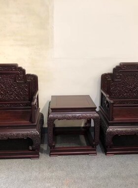红木沙发交趾黄檀云龙宝座明清古典西番莲老挝大红酸枝客厅家具