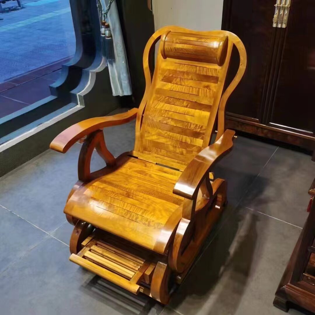 实木品质红木摇椅金丝楠木逍遥椅客厅休闲躺椅父母老人午休摇摇椅