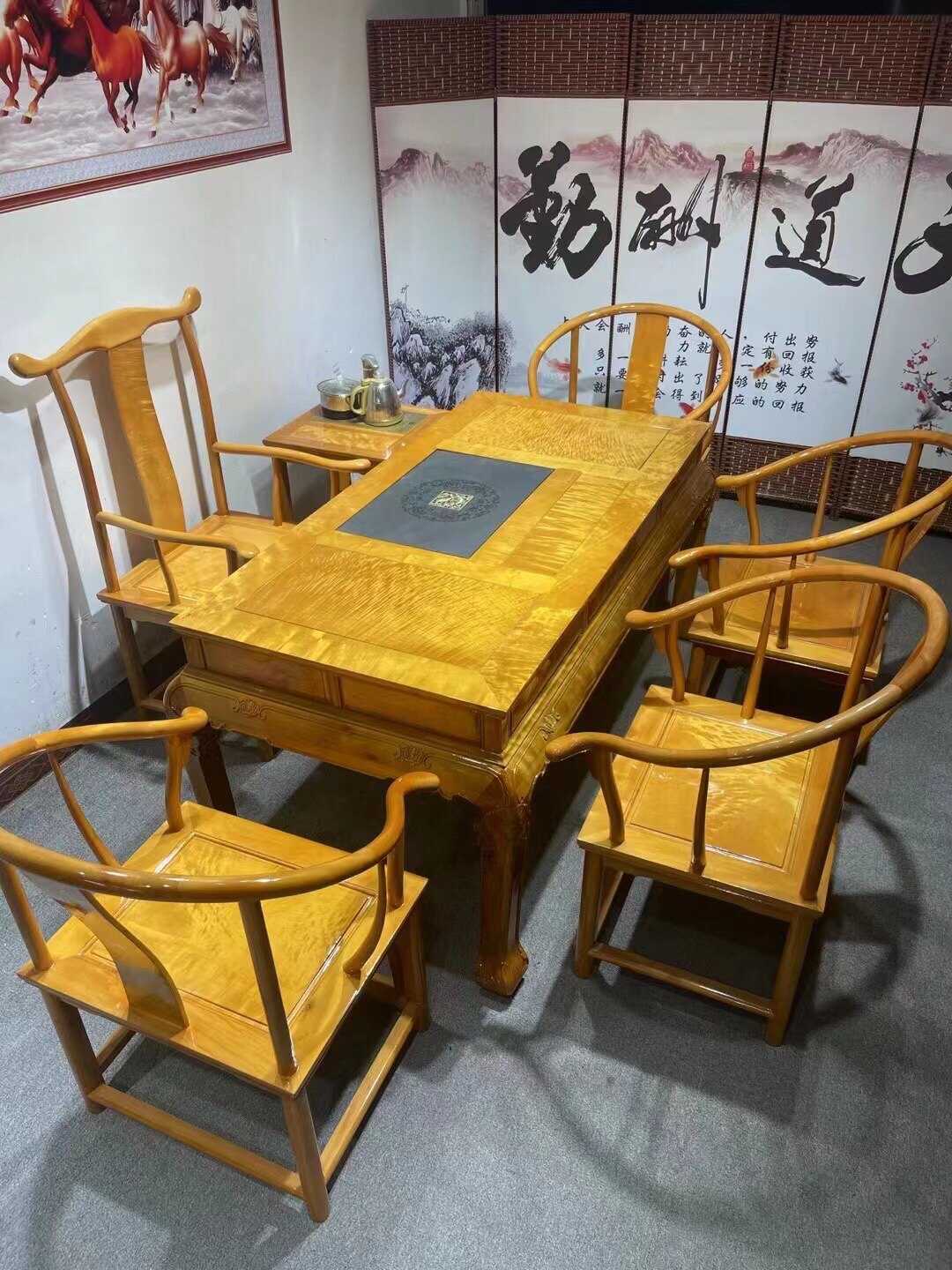 金丝楠木茶桌家具椅子组合新中式黄金樟功夫茶台高端家用办公茶几