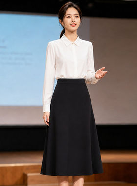 白色长袖衬衫女秋季面试