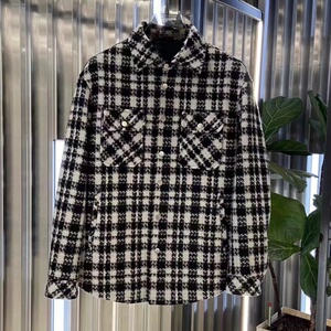 23年冬季新款高端羊毛翻领男士羽绒服欧洲站格子羽绒衬衫90白鸭绒