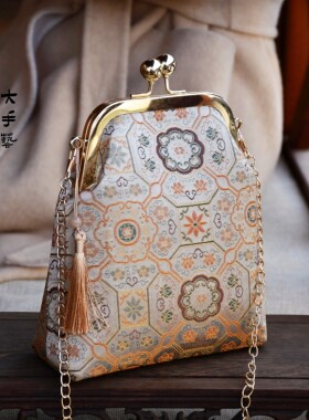 14T-特价款非遗真丝口金包新中式布艺宋锦原创DIY手工包材料包