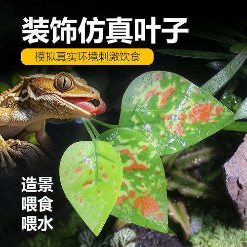 爬宠雨林缸吸盘叶子树蛙睫角守宫喂饮水仿真植物树叶造景装饰叶片