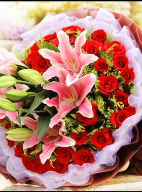 六安同城鲜花配送红玫瑰花束礼盒送女友老婆礼物生日表白鲜花速递