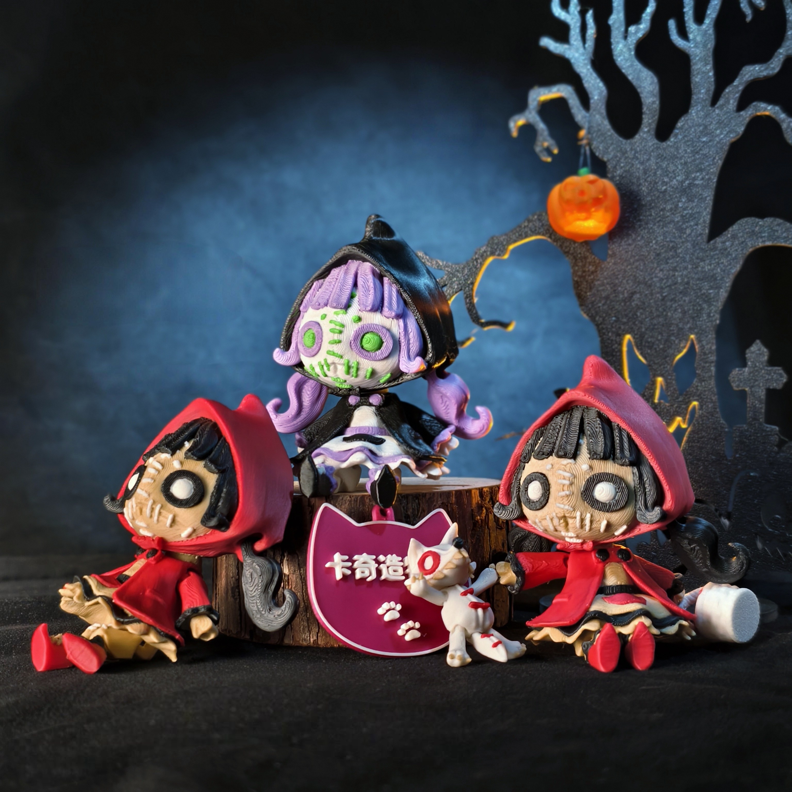 [恐怖娃娃]3d打印小红帽万圣节cos道具稀奇古怪手办关节可动玩具