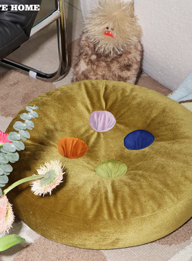 原创屁垫圆型加厚中古地毯坐垫地上飘窗垫榻榻米垫蒲团咖啡厅坐墩