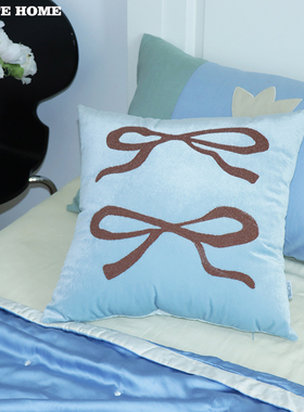 夏季清新方形多巴胺抱枕客厅沙发少女心蝴蝶结靠枕法式可爱风靠垫